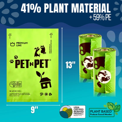 Dog Poop Bags Premium Rolls, 360 Count, Unscented, 41% Plant-Based, Leak-Proof Dog Waste Bags, 8 X 15 Inches