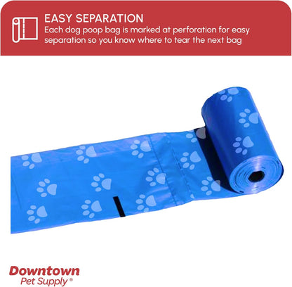 Poop Bags for Dogs with Dispenser, 2200 Count - Leak-Proof Dog Waste Bags and Bone-Shaped Dog Poop Bags Holder for Leash - Rainbow with Paw Prints of Colors, 12.5" X 8.5"