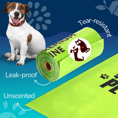Dog Poop Bags Premium Rolls, 360 Count, Unscented, 41% Plant-Based, Leak-Proof Dog Waste Bags, 8 X 15 Inches