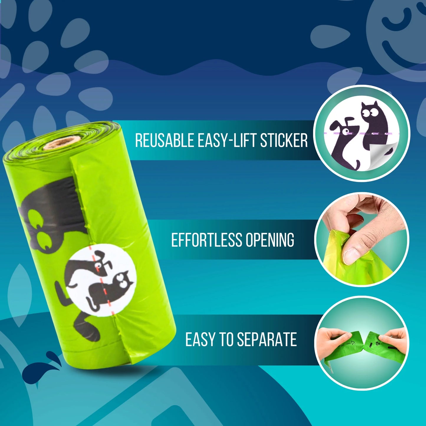 Dog Poop Bags Premium Rolls, 360 Count, Unscented, 41% Plant-Based, Leak-Proof Dog Waste Bags, 8 X 15 Inches