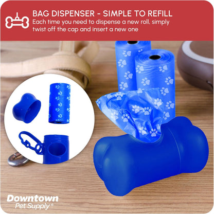 Poop Bags for Dogs with Dispenser, 2200 Count - Leak-Proof Dog Waste Bags and Bone-Shaped Dog Poop Bags Holder for Leash - Rainbow with Paw Prints of Colors, 12.5" X 8.5"