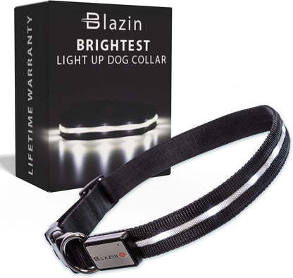 Light up Dog Collar - the Original LED Dog Collar - USB Rechargeable - Waterproof - 1,000 Feet of Visibility - Dog Collar Light for Small, Medium, Large Dogs - US Brand